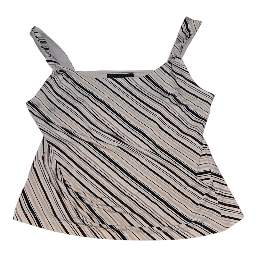 Apostrophe Black and Tan Striped Tank Top Size LP